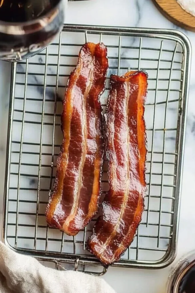 "Im Ofen gebackenes Whiskey-Bacon mit karamellisiertem Zucker."